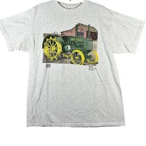 VINTAGE Y2K John Deere T-Shirt Mens XL Gray Tractor Graphic Tee Gorpcore Outdoor